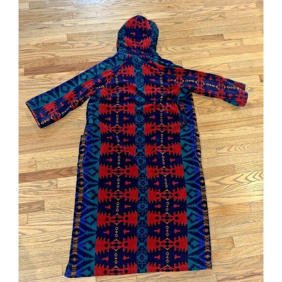 Vintage Bath Robe Cotton Terry Cloth Aztec Southwest Large Pockets 90s Stafford - Picture 7 of 7